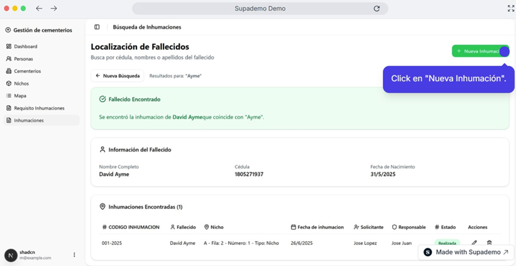 Cementerios management system